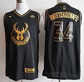 Bucks 34 Giannis Antetokounmpo Black Gold Nike Swingman Jersey,baseball caps,new era cap wholesale,wholesale hats